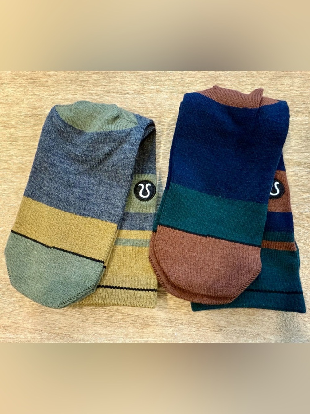 Mens Lululemon (2) Striped Wool Blend Crew Socks NEW